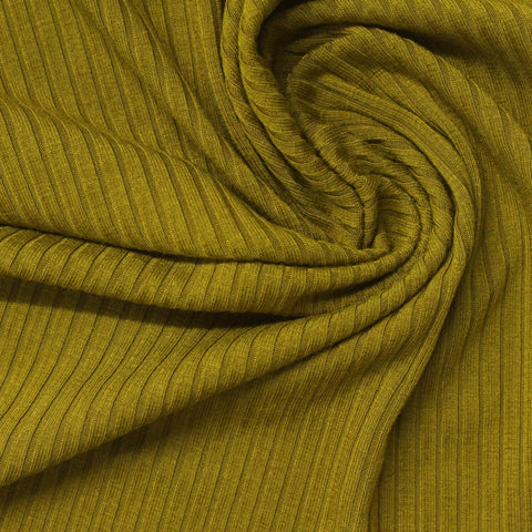 Viscose Stretch Rib Knit Fabric, 219 gsm, 148 cm — Khaki