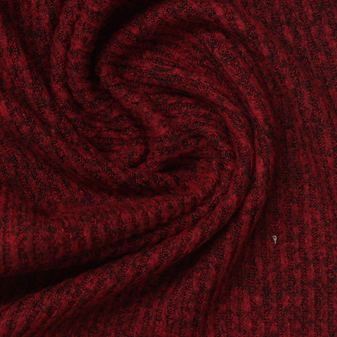 Red Marl Rib Knit, Viscose-Poly, 240 gsm