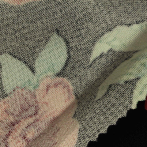 Red Floral Scuba Knit, Polyester, 240 gsm