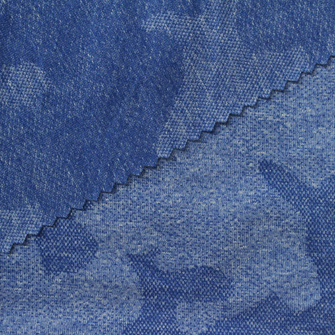 Blue Tone-on-Tone Camo Jersey Knit, Polyester
