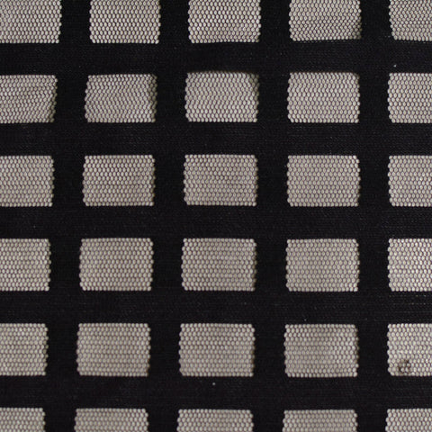 Black Geometric-Grid Mesh, Polyester