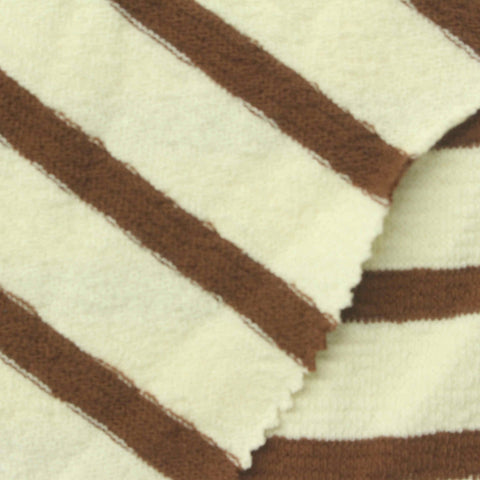 Brown Horizontal-Stripe Jersey Knit, Cotton, 260 gsm, 180 cm