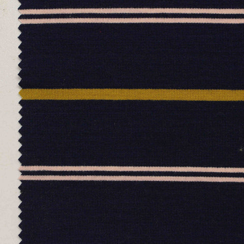 Navy Stripes Ponte Knit, Viscose