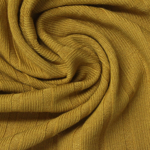 Polyester Viscose Stretch Rib Knit Fabric, 280 gsm — Khaki