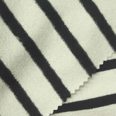 Black Horizontal-Stripe Jersey Knit, Cotton-Poly, 220 gsm