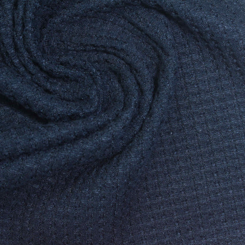 Jacquard Polyester Stretch Waffle Knit Fabric, 185 gsm, 135 cm — Navy