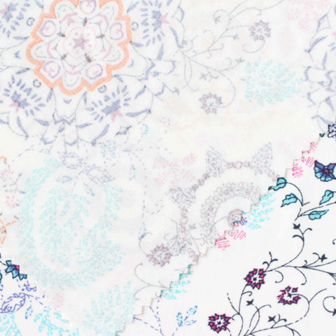 Orange Abstract-Floral Woven, Viscose