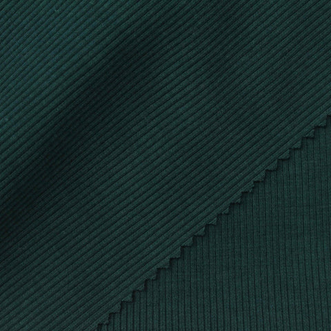 Cotton Polyester Stretch Rib Knit Fabric, 310 gsm — Green