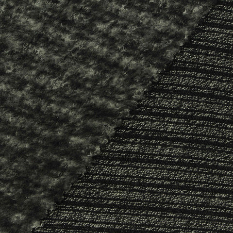 Black Horizontal-Stripe Chunky Knit, Poly-Viscose, 260 gsm
