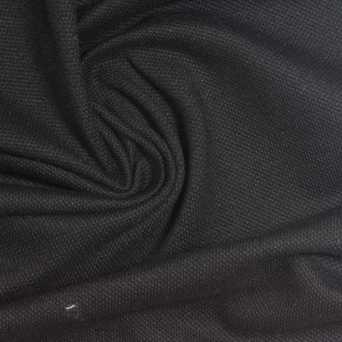 Cotton Stretch Piqué Knit Fabric, 180 gsm, 180 cm — Black