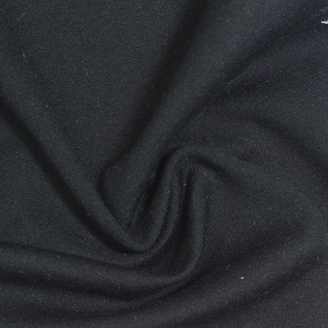 Viscose Nylon Stretch Ponte Knit Fabric, 320 gsm, 155 cm — Black, ref EF-278192