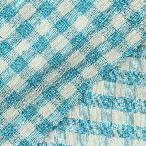 Light Blue Gingham Crepe, Polyester