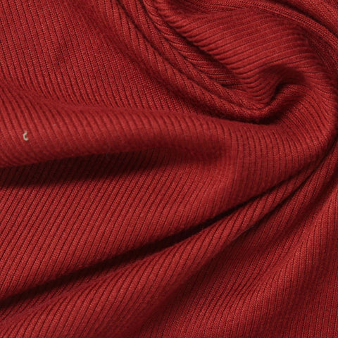 Polyester Stretch Rib Knit Fabric, 180 gsm, 158 cm — Red