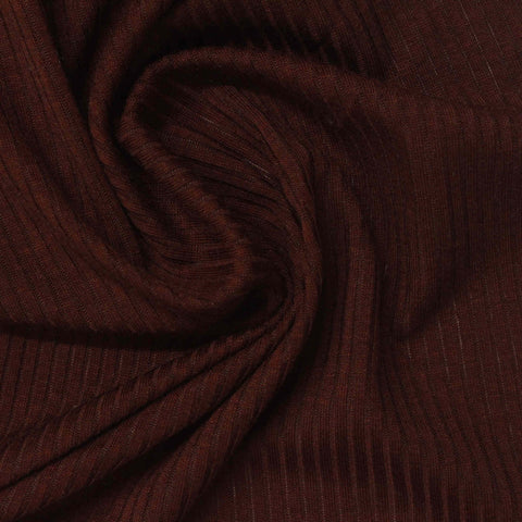 Light Brown Stripes Rib Knit, Tencel Lyocell-Wool