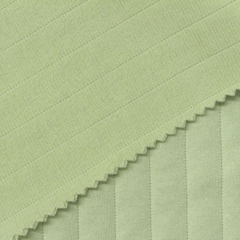 Light Green Vertical-Line French Terry, Polyester