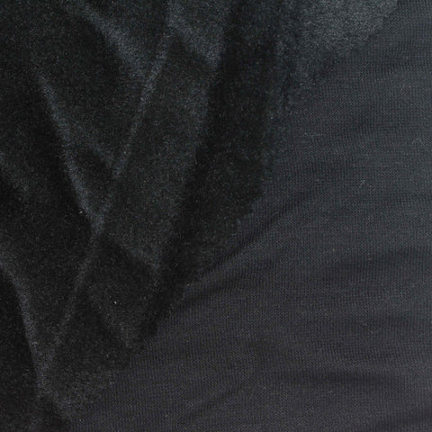 Brushed Polyester Cotton Stretch Knit Fabric, 330 gsm, 155 cm — Black