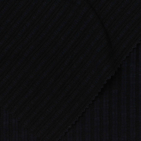 Jacquard Cotton Polyester Knit Fabric, 260 gsm, 130 cm — Black