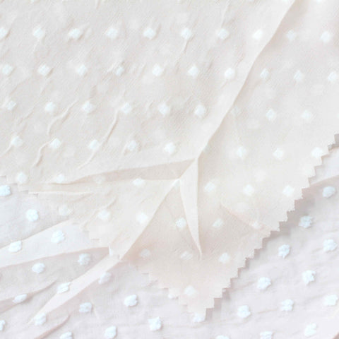 White Dots Chiffon, Polyester, 115 gsm