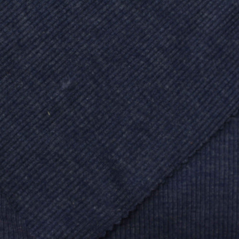 Dark Blue Marl Rib Knit, Poly-Viscose, 165 gsm