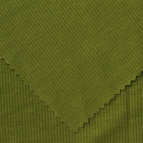 Polyester Stretch Rib Knit Fabric, 238 gsm, 128 cm — Green