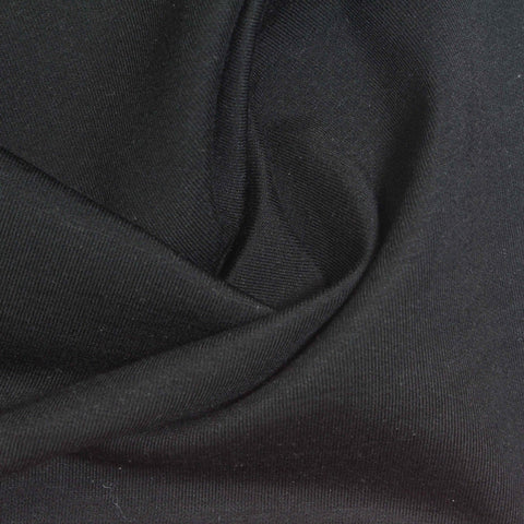 Viscose Polyester Stretch Scuba Knit Fabric, 219 gsm, 162 cm — Black