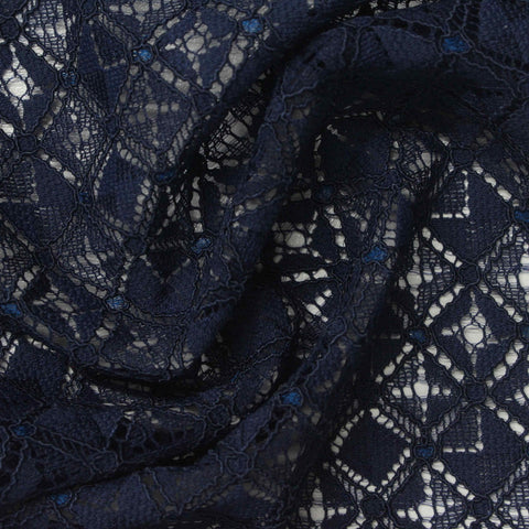 Navy Openwork-Diamond Lace, Nylon