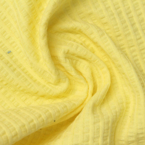Striped Cotton Stretch Crepe Fabric, 240 gsm, 170 cm — Yellow