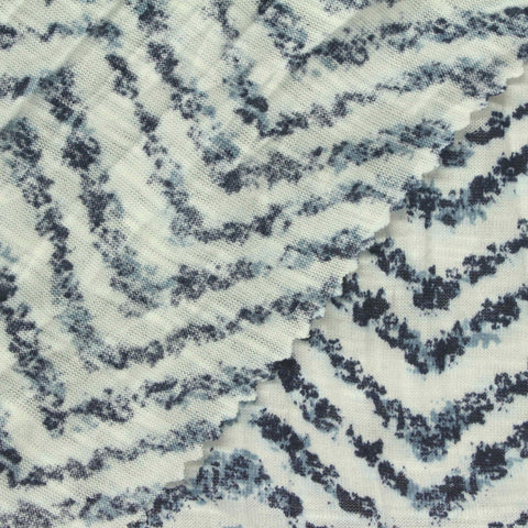 Blue Chevron Jersey Knit, Polyester