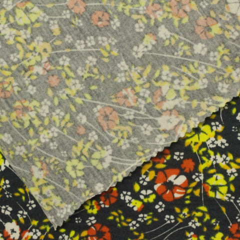 Orange Flowers Jersey Knit, Polyester