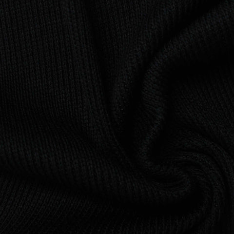 100% Polyester Rib Knit Fabric, 373 gsm, 200 cm — Black
