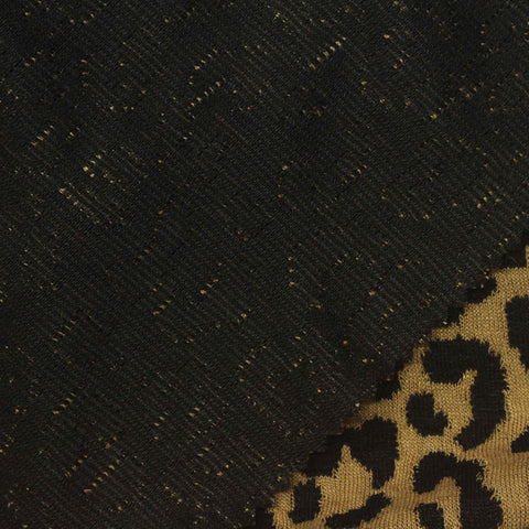Black Leopard Interlock Knit, Poly-Viscose