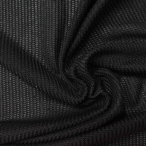 100% Polyester Rib Knit Fabric, 148 gsm, 145 cm — Black