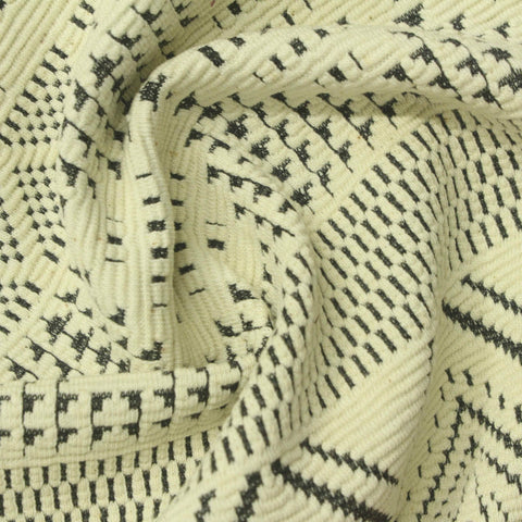 Black Geometric Interlock Knit, Cotton-Poly, 255 gsm