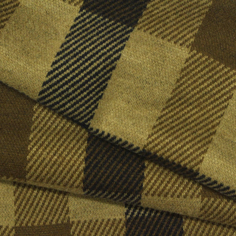 Black Plaid Interlock Knit, Poly-Viscose, 250 gsm