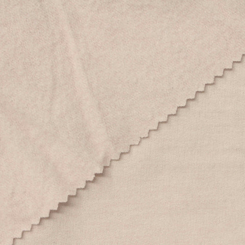 Brushed Polyester Viscose Stretch French Terry Fabric, 260 gsm, 166 cm — Beige