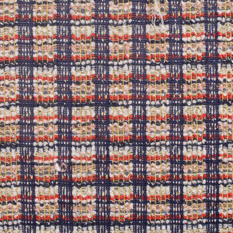 Dark Blue Bold-Plaid Interlock Knit, Polyester