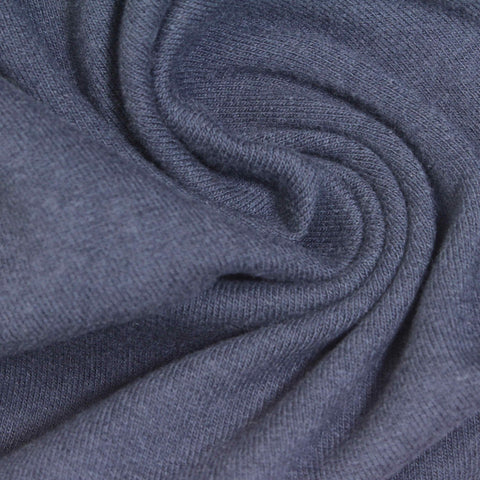 Blue-Grey Heather Interlock Knit, Cotton-Poly