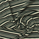 Dark Green Horizontal-Stripe Rib Knit, Viscose — photo 1