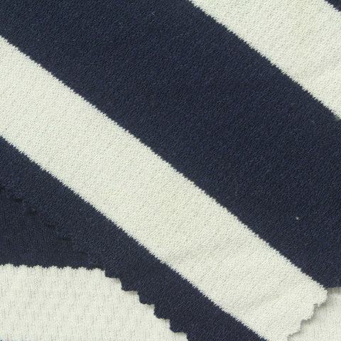 Navy Horizontal-Stripe Interlock Knit, Poly-Viscose
