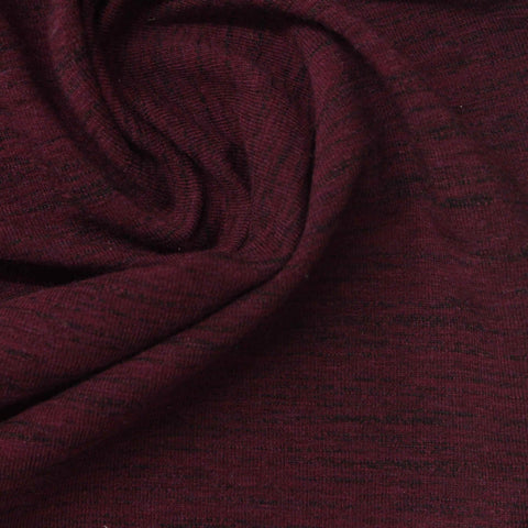 Dark Red Marl Jersey Knit, Cotton-Poly, 195 gsm