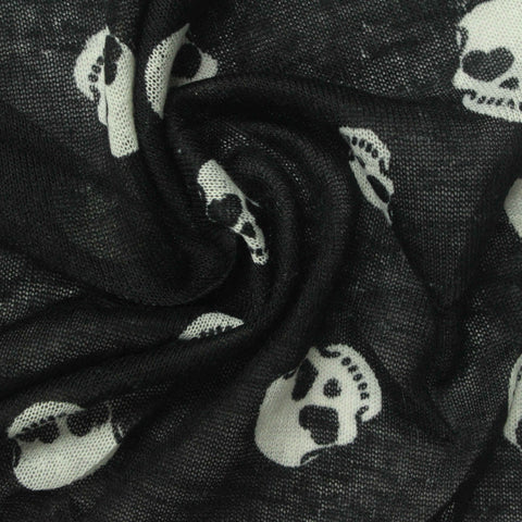 White Skull Chunky Knit, Polyester, 115 gsm, 140 cm