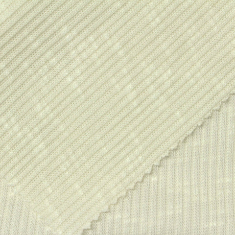 Slub Viscose Polyester Stretch Rib Knit Fabric, 190 gsm, 160 cm — Beige