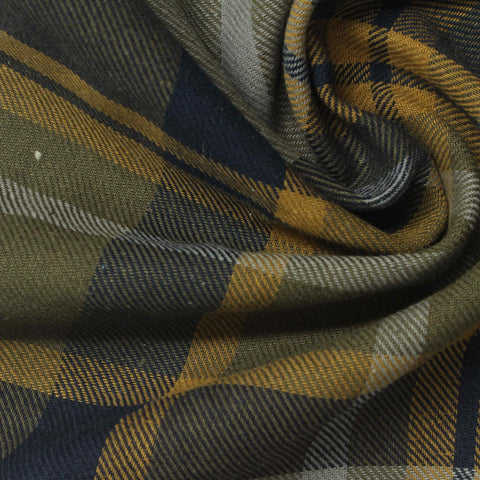 Mustard Bold-Plaid Woven, Cotton-Poly