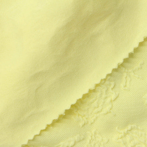 Yellow Tone-on-Tone Floral Interlock Knit, Poly-Nylon