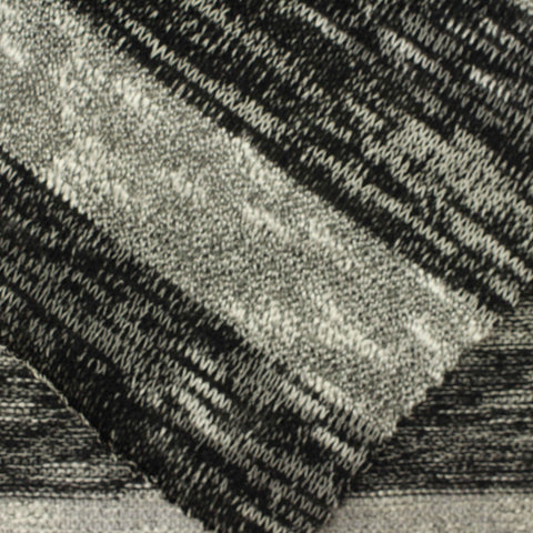 Grey Horizontal-Stripe Chunky Knit, Viscose-Poly, 247 gsm