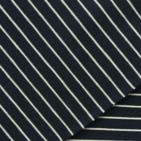 Navy Horizontal-Stripe Jersey Knit, Modal-Cotton