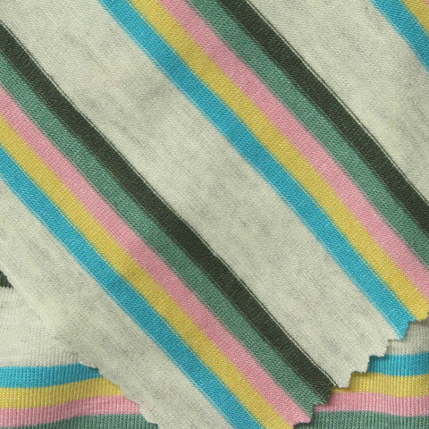 Blue Horizontal-Stripe Jersey Knit, Viscose, 190 gsm