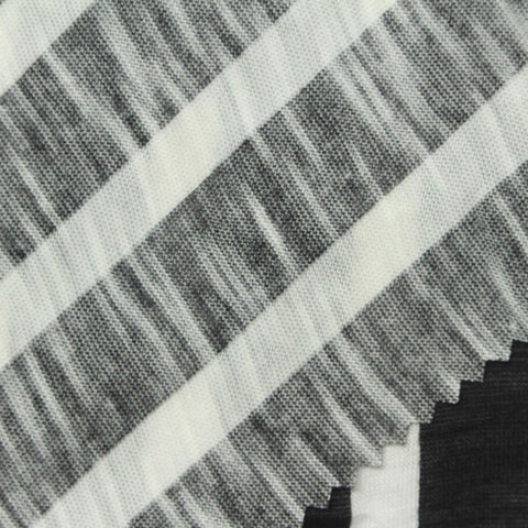 Black Vertical-Stripe Jersey Knit, Poly-Viscose, 180 gsm