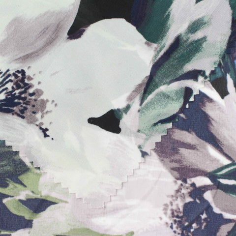 Green Large-Floral Chiffon, Polyester