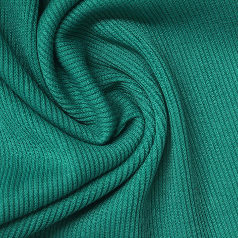Polyester Stretch Rib Knit Fabric, 270 gsm, 124 cm — Green, ref EF-260942